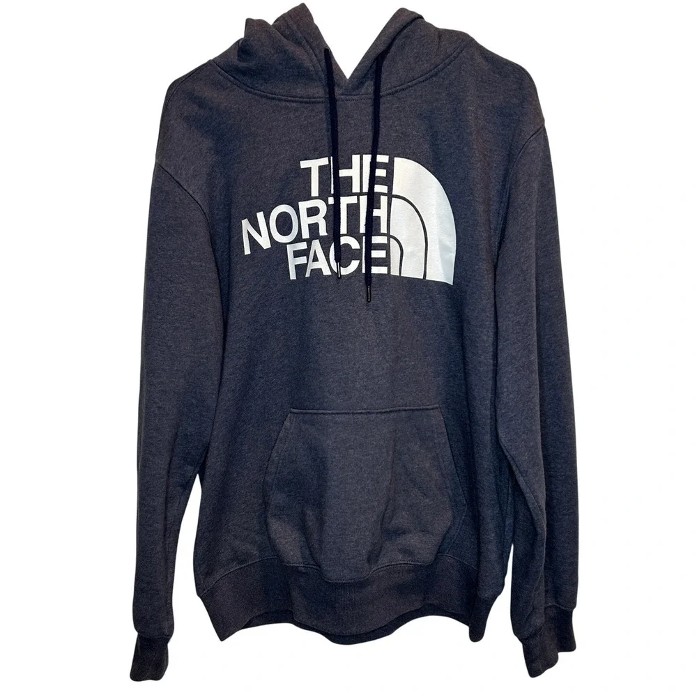 The North Face Hoodie Medium Men's‎ Dark Gray Half Dome Logo Pullover Kangaroo